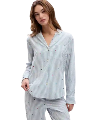 C06-11-1170-000S Relaxed Poplin PJ Shirt - sweetheart stripe